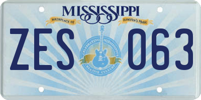 MS license plate ZES063