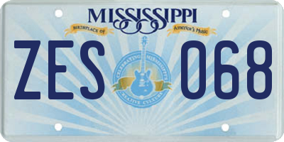MS license plate ZES068