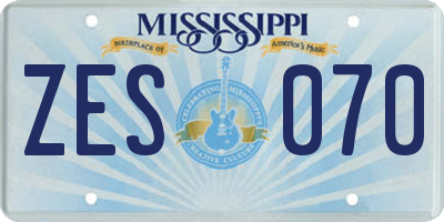 MS license plate ZES070