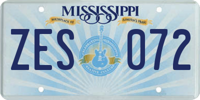 MS license plate ZES072