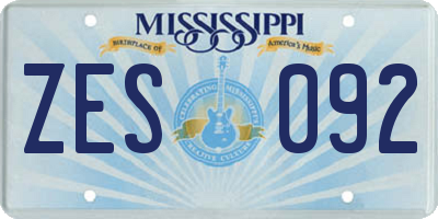 MS license plate ZES092
