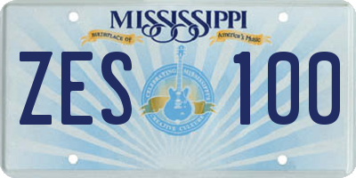 MS license plate ZES100