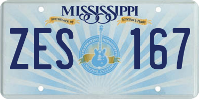 MS license plate ZES167