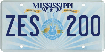 MS license plate ZES200