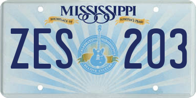 MS license plate ZES203
