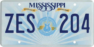 MS license plate ZES204