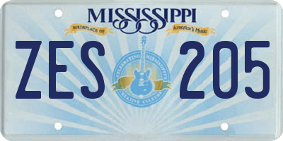 MS license plate ZES205