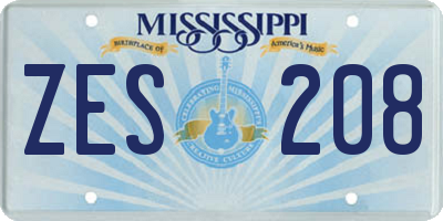 MS license plate ZES208