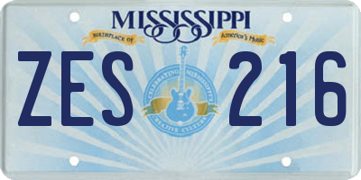 MS license plate ZES216