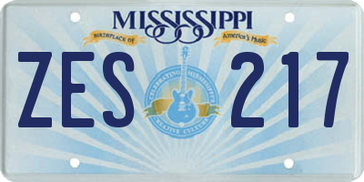 MS license plate ZES217