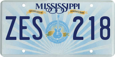 MS license plate ZES218
