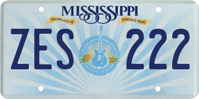 MS license plate ZES222
