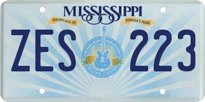 MS license plate ZES223