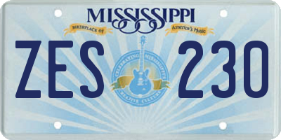 MS license plate ZES230