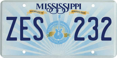 MS license plate ZES232
