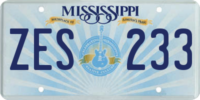 MS license plate ZES233