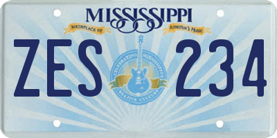 MS license plate ZES234