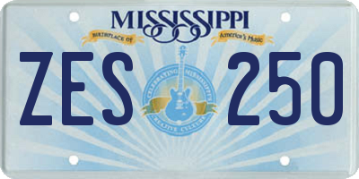 MS license plate ZES250