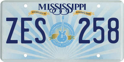 MS license plate ZES258