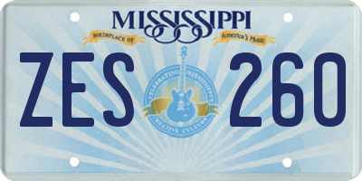 MS license plate ZES260