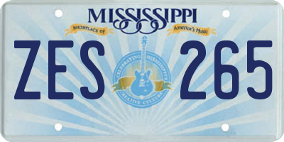 MS license plate ZES265