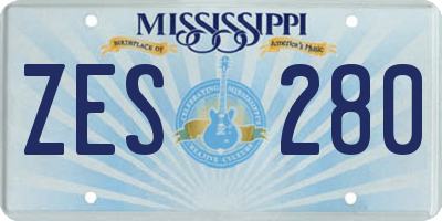 MS license plate ZES280