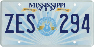 MS license plate ZES294