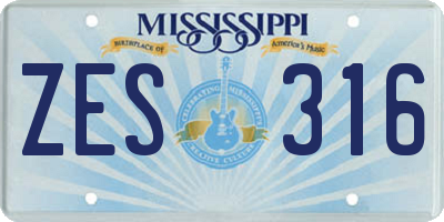 MS license plate ZES316