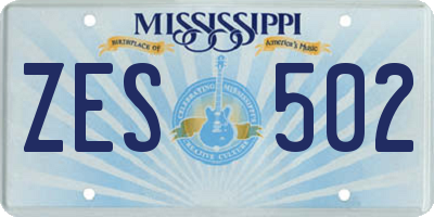 MS license plate ZES502