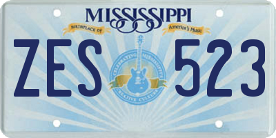 MS license plate ZES523