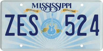 MS license plate ZES524