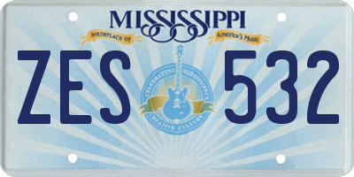 MS license plate ZES532