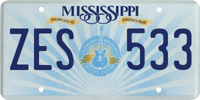 MS license plate ZES533