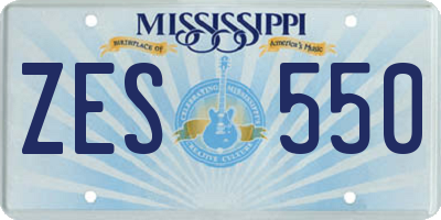 MS license plate ZES550