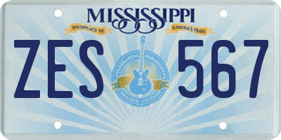 MS license plate ZES567