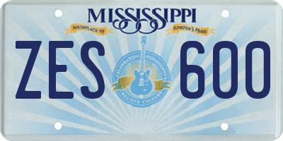MS license plate ZES600