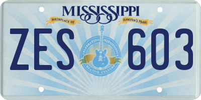 MS license plate ZES603