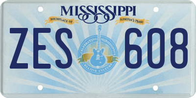MS license plate ZES608