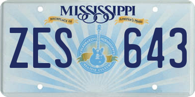 MS license plate ZES643