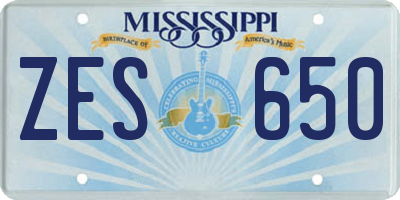 MS license plate ZES650