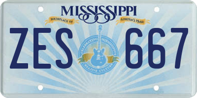 MS license plate ZES667
