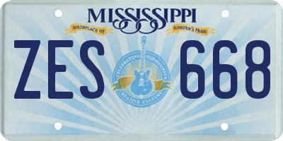 MS license plate ZES668