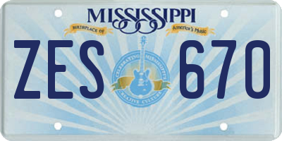 MS license plate ZES670
