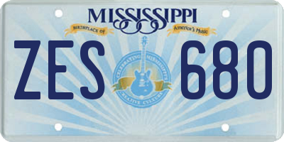 MS license plate ZES680