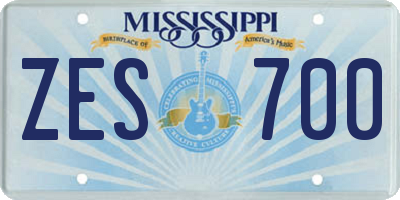 MS license plate ZES700