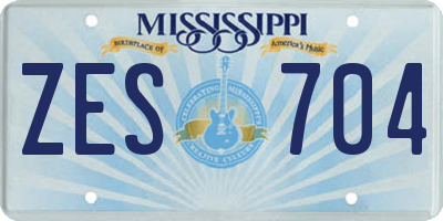 MS license plate ZES704