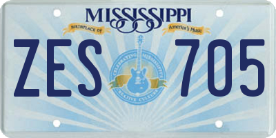 MS license plate ZES705