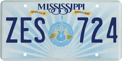 MS license plate ZES724