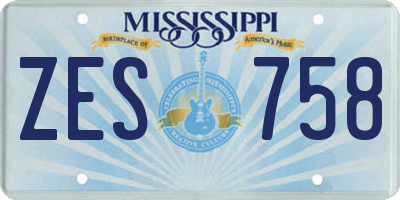 MS license plate ZES758