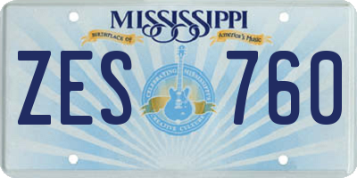 MS license plate ZES760